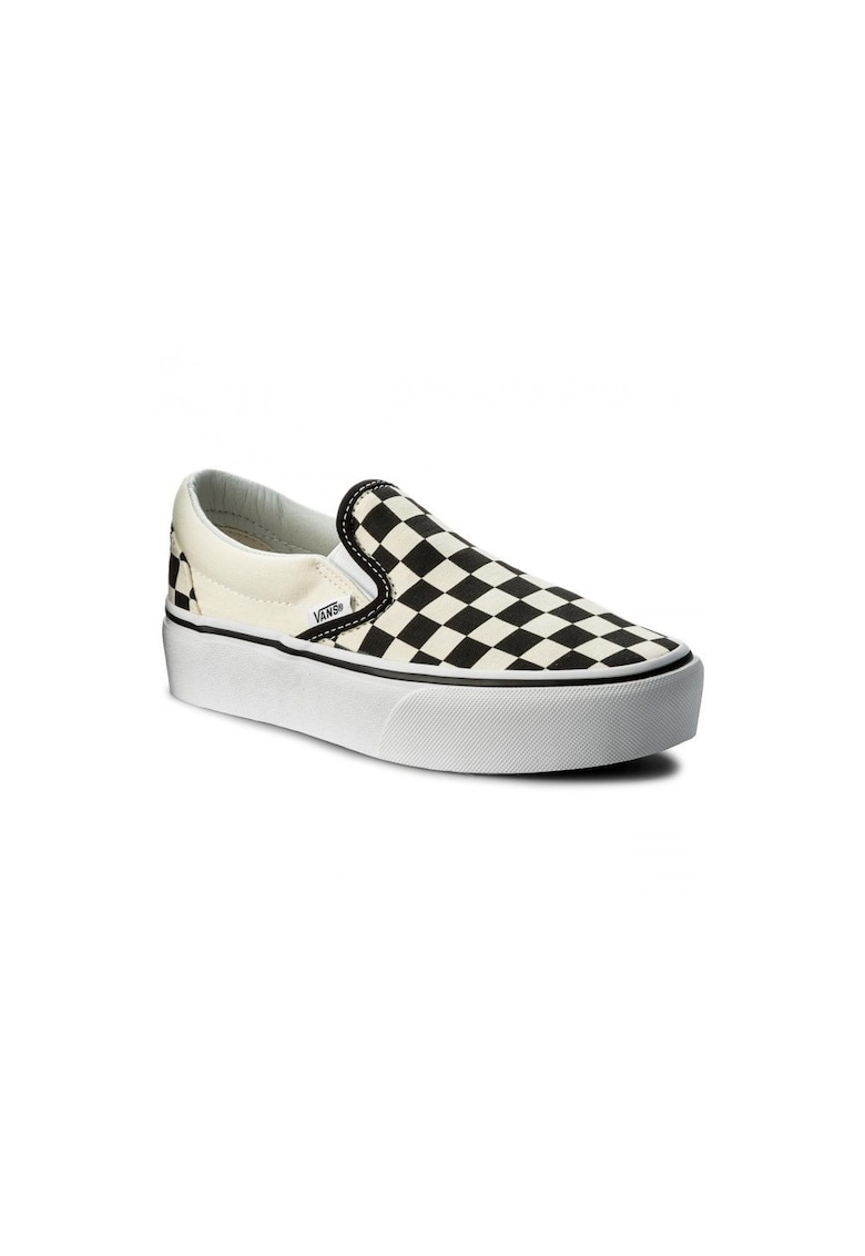 Tenisi Ua Classic Slip On Platform - Carouri - Piele - Alb/Negru Tenisi Ua Classic Slip On Platform - Carouri - Piele - Alb/Negru