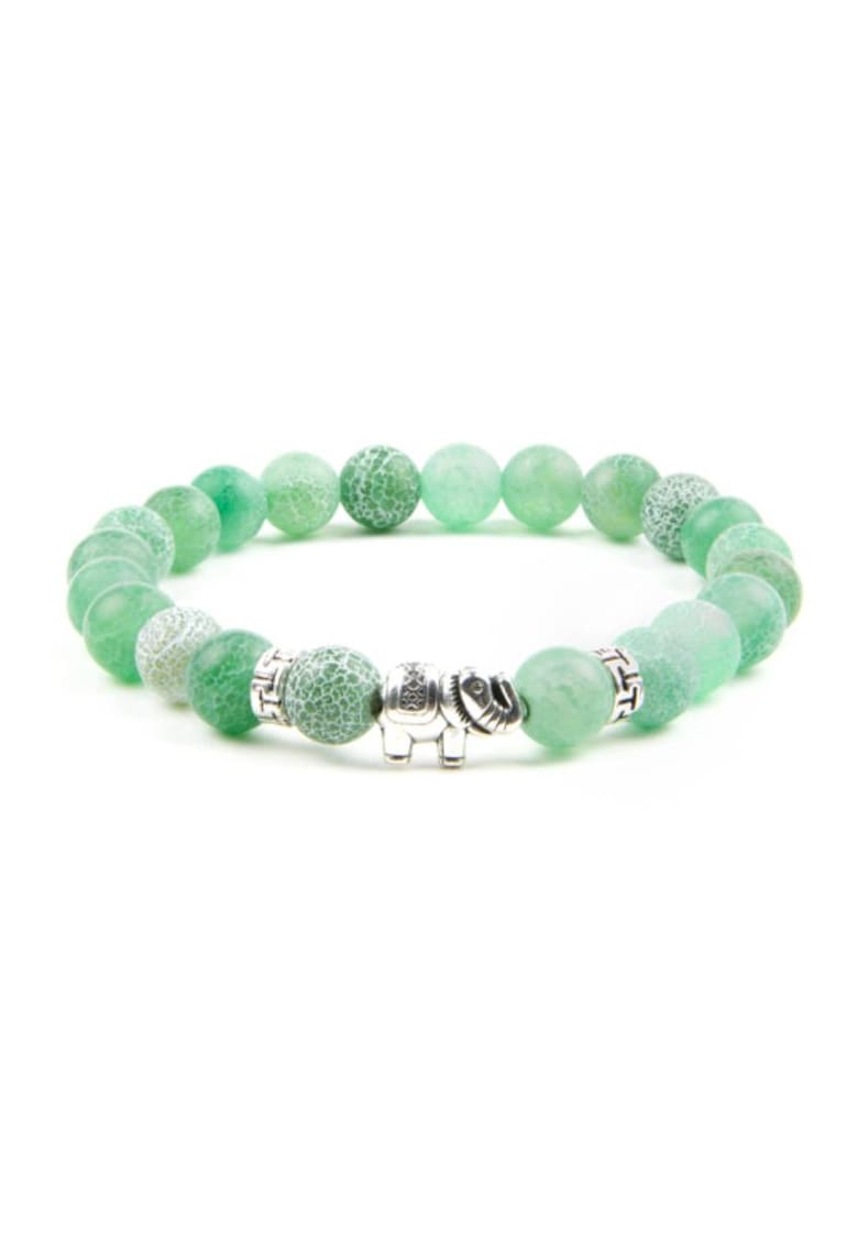 Bratara ”LARISSA” Din Pietre Naturale Weathered Agate Cu Accesoriu Elefant - sfere 8 mm