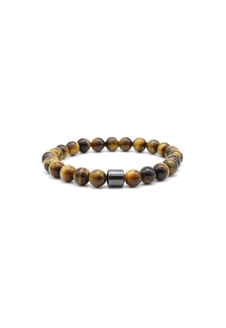 Bratara “TIGER” - cu pietre naturale Ochi De Tigru - sfere de 8mm si Hematit Magnetic - maro - Maro
