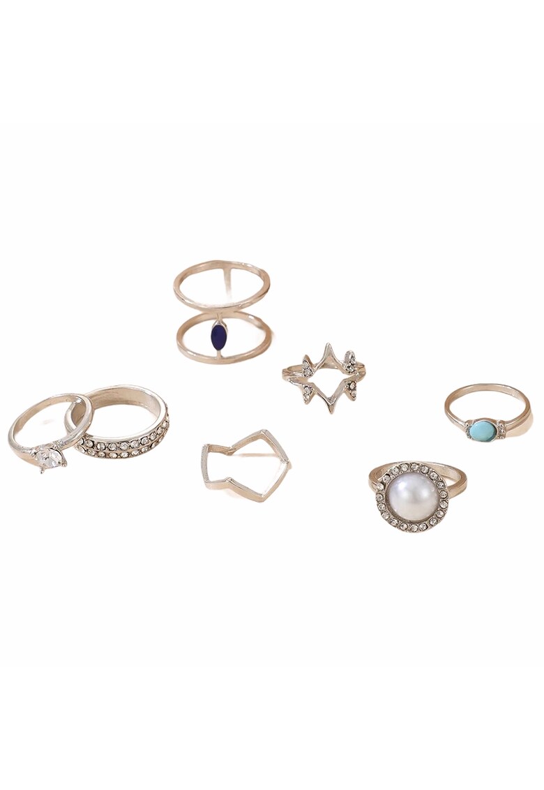 Set 7 Inele - argintii - cu pietre - Tabea C5 -