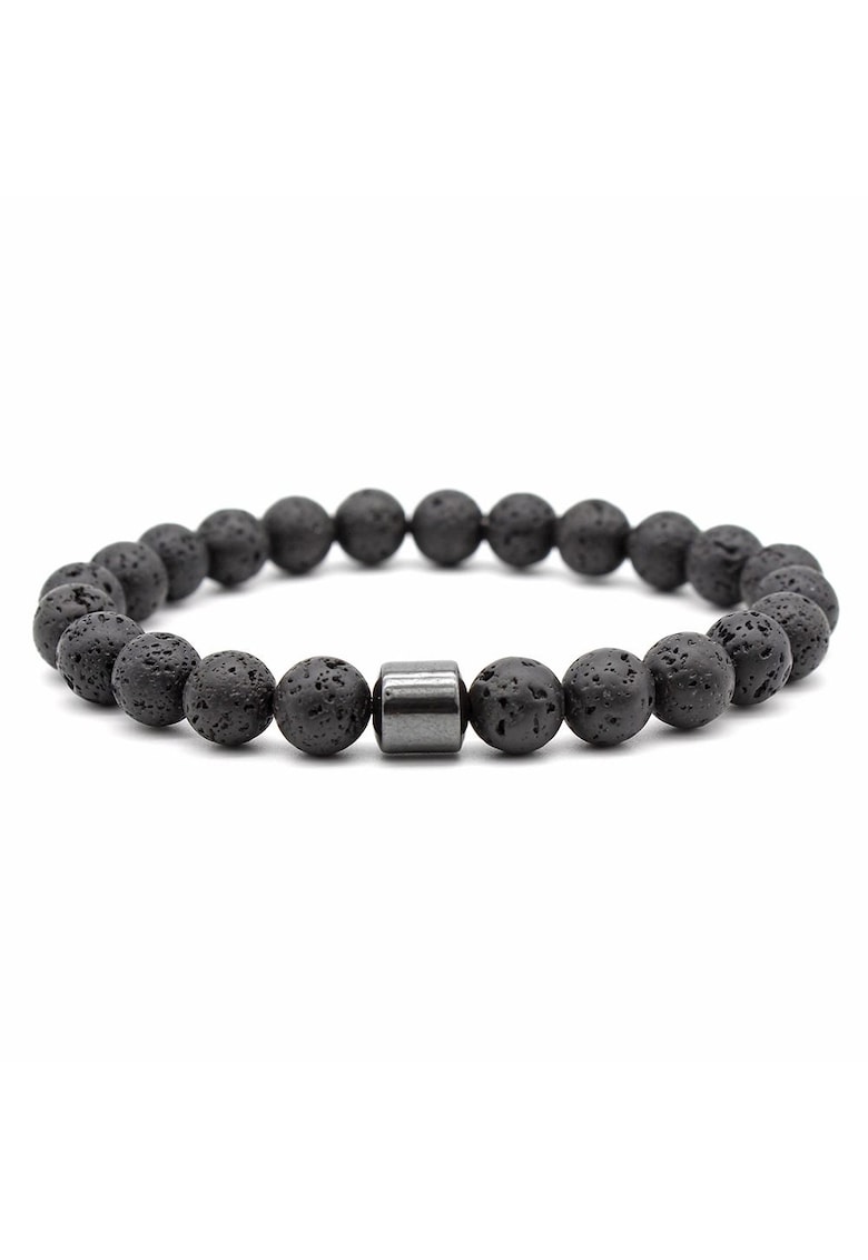 Bratara aromaterapie “CLEO” - cu Pietre Vulcanice (Lava) de 8mm si Hematit Magnetic - negru - 17-18
