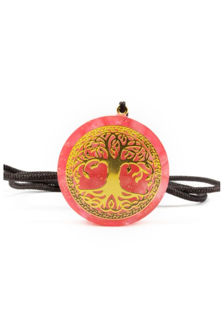 Pandantiv Orgonic “AGNI” - din Cristal Roz cu simbol Copacul Vietii - 3.6cm