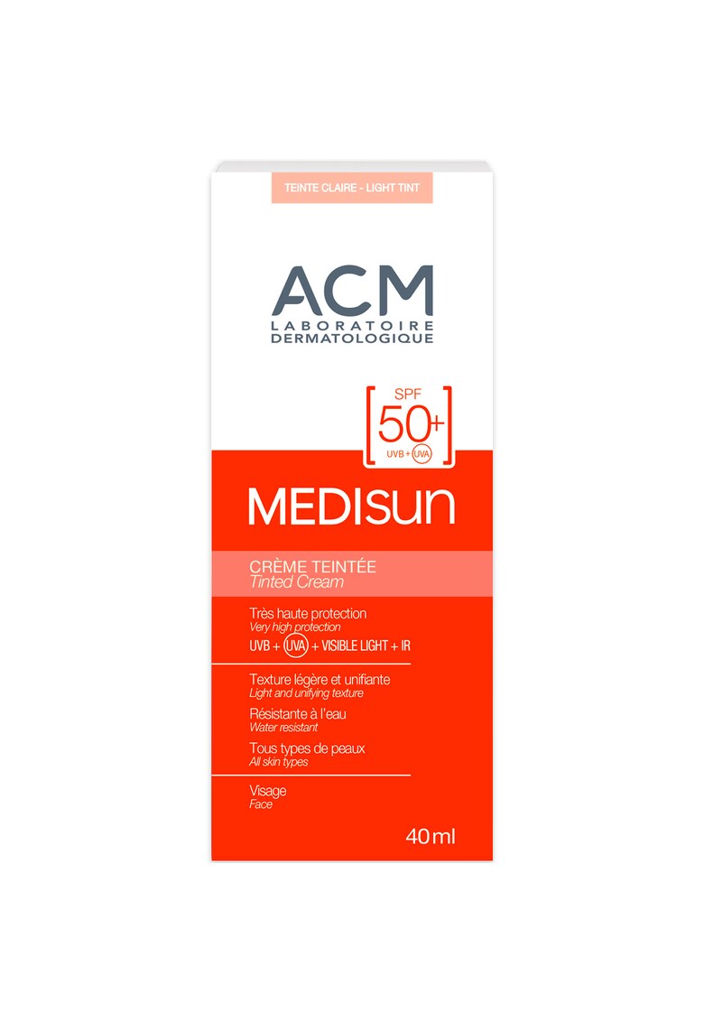 Crema colorata pentru protectie solara acm medisun spf 50+ light tint - 40 ml