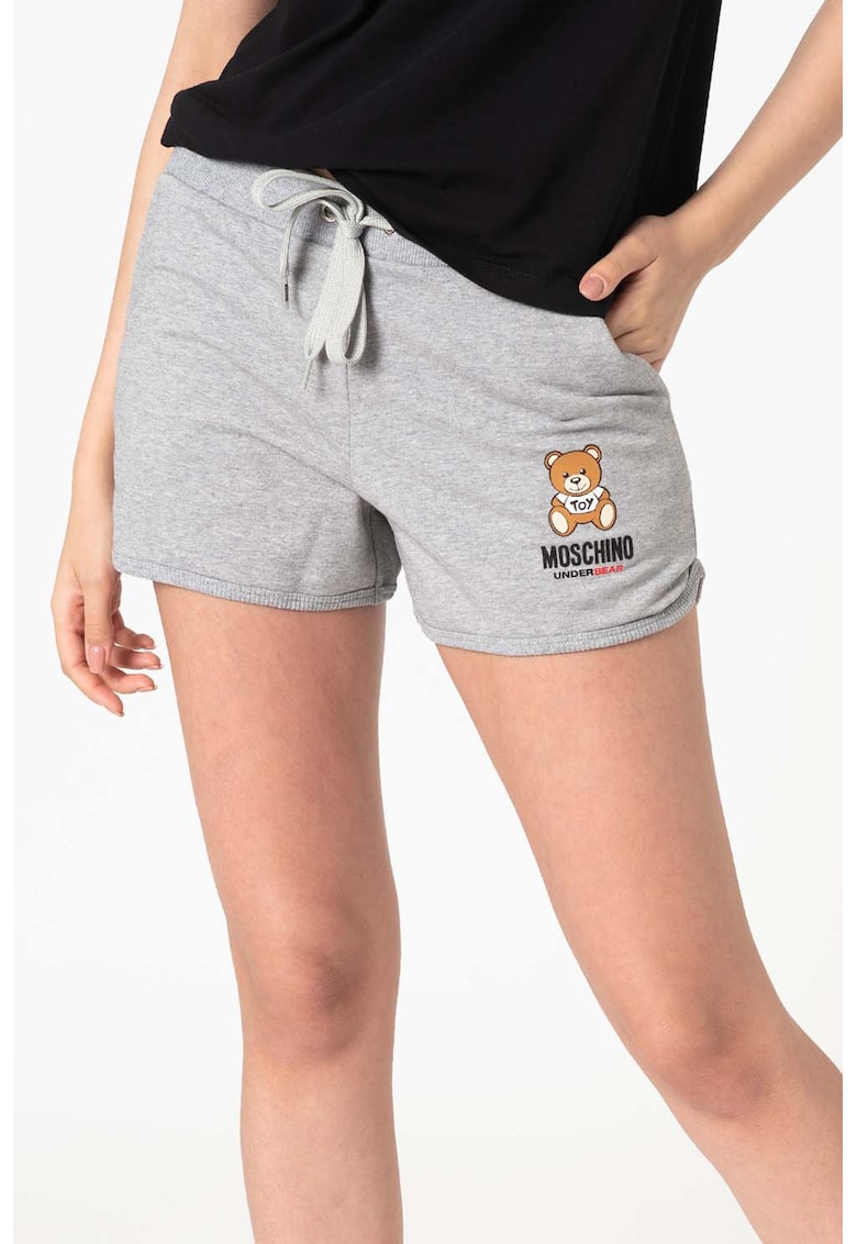 Pantaloni scurti de casa cu logo din teddy fashiondays.ro imagine noua gjx.ro