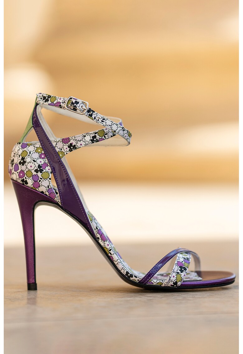 Sandale de piele cu imprimeu floral Chloe CONDUR by alexandru imagine noua