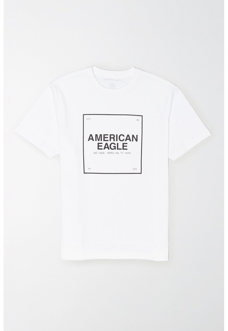 Tricou cu decolteu la baza gatului si imprimeu logo American Eagle  Imbracaminte