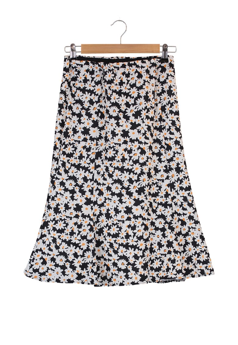 Fusta midi evazata cu model floral