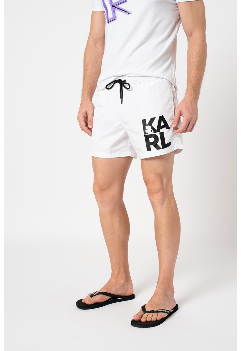 Pantaloni scurti de baie cu imprimeu logo supradimensionat fashiondays.ro