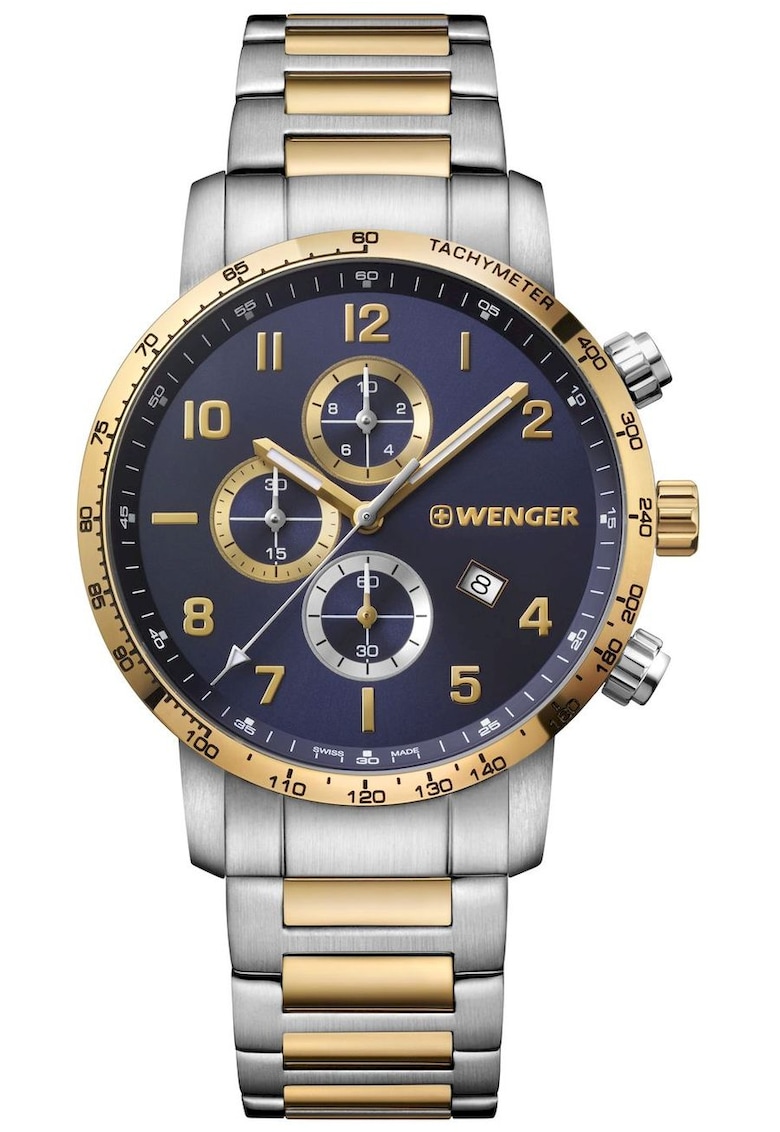 Ceas barbatesc elegant 44 mm - Argintiu/Auriu
