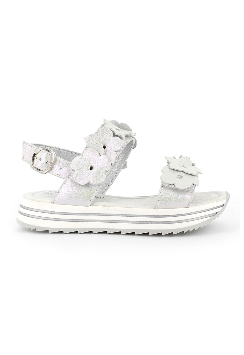 Sandale din piele intoarsa cu aspect holografic