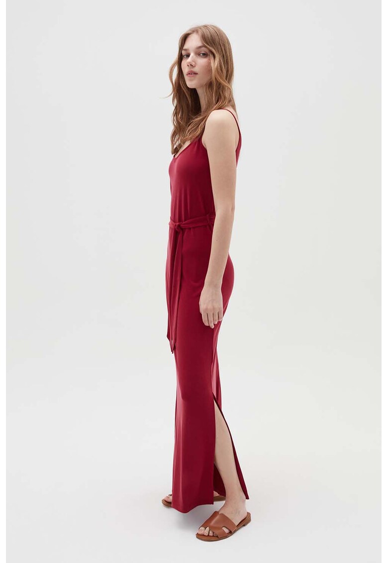 Rochie maxi din amestec de modal cu cordon si croiala dreapta