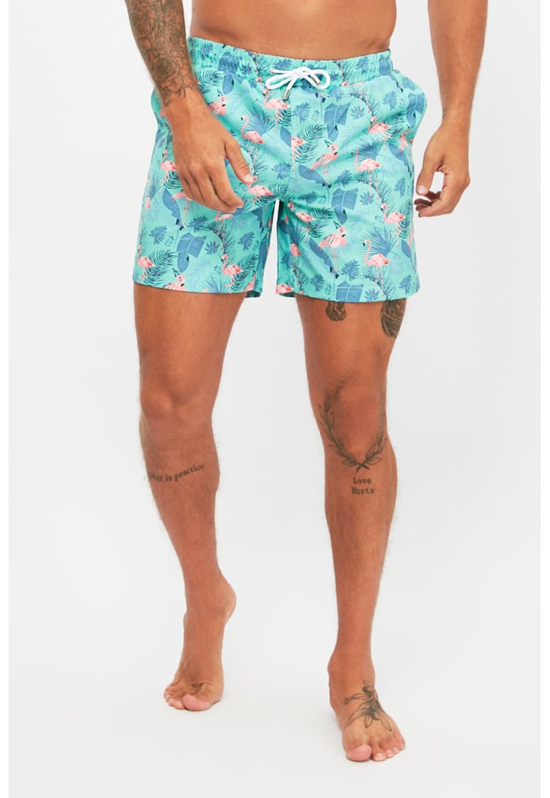 Pantaloni scurti de baie cu model flamingo