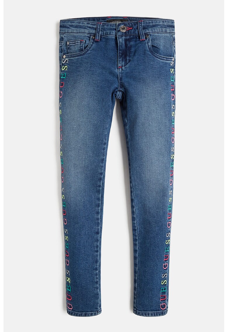 Blugi skinny cu logo brodat