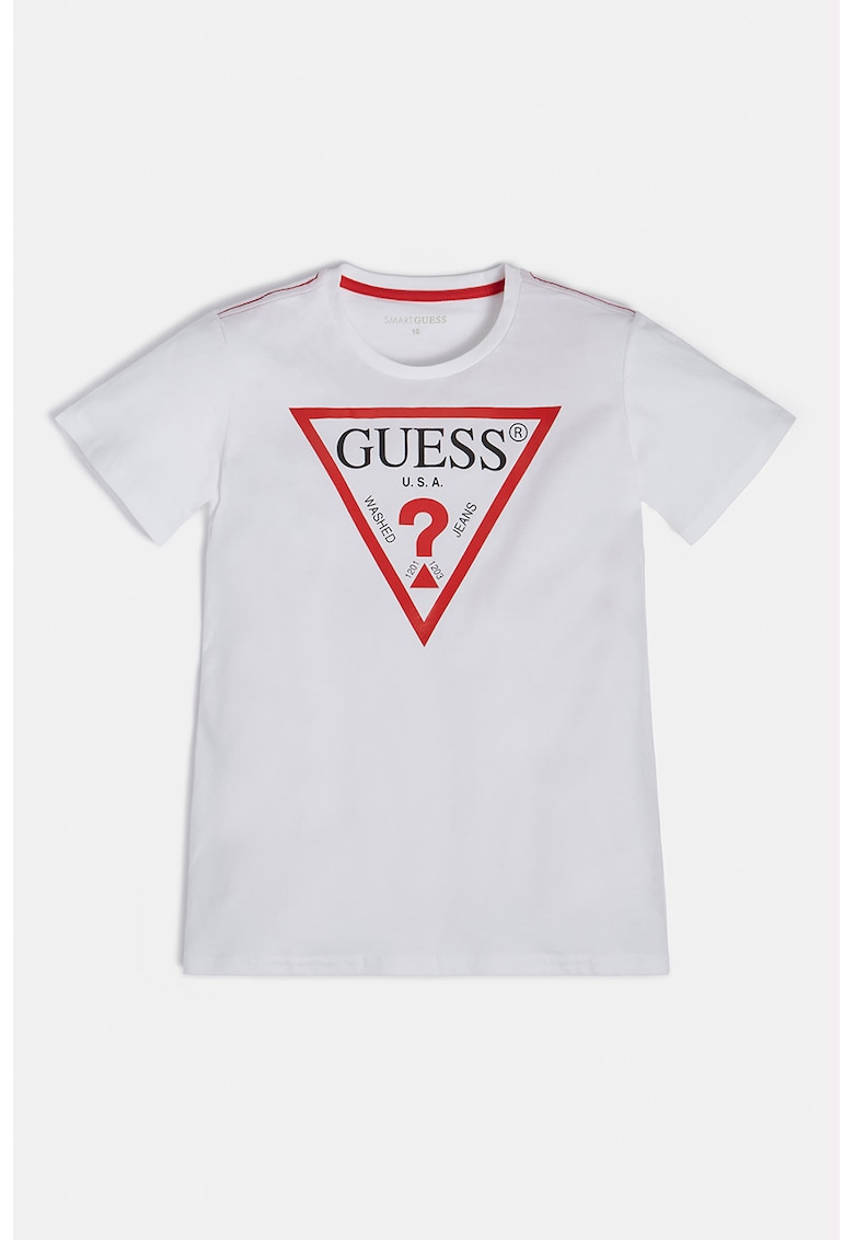 Tricou de bumbac organic cu imprimeu logo - Rosu/Alb