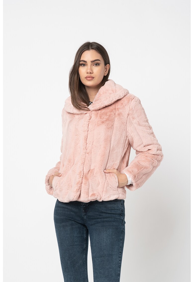 Jacheta din blana sintetica cu gluga Sophy fashiondays.ro imagine reduss.ro 2022