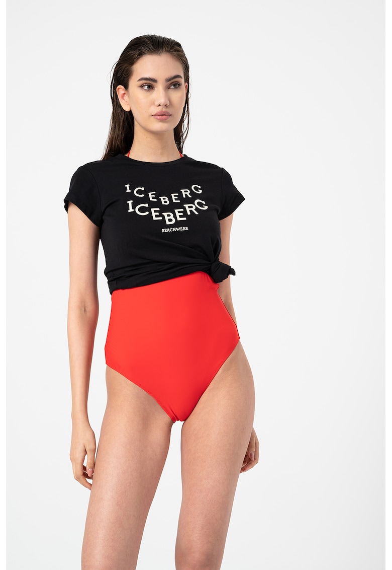 Tricou de plaja cu imprimeu logo fashiondays.ro  Costume de baie