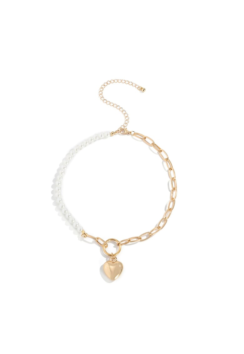 Colier auriu - cu perle si inima - Tea C2 -