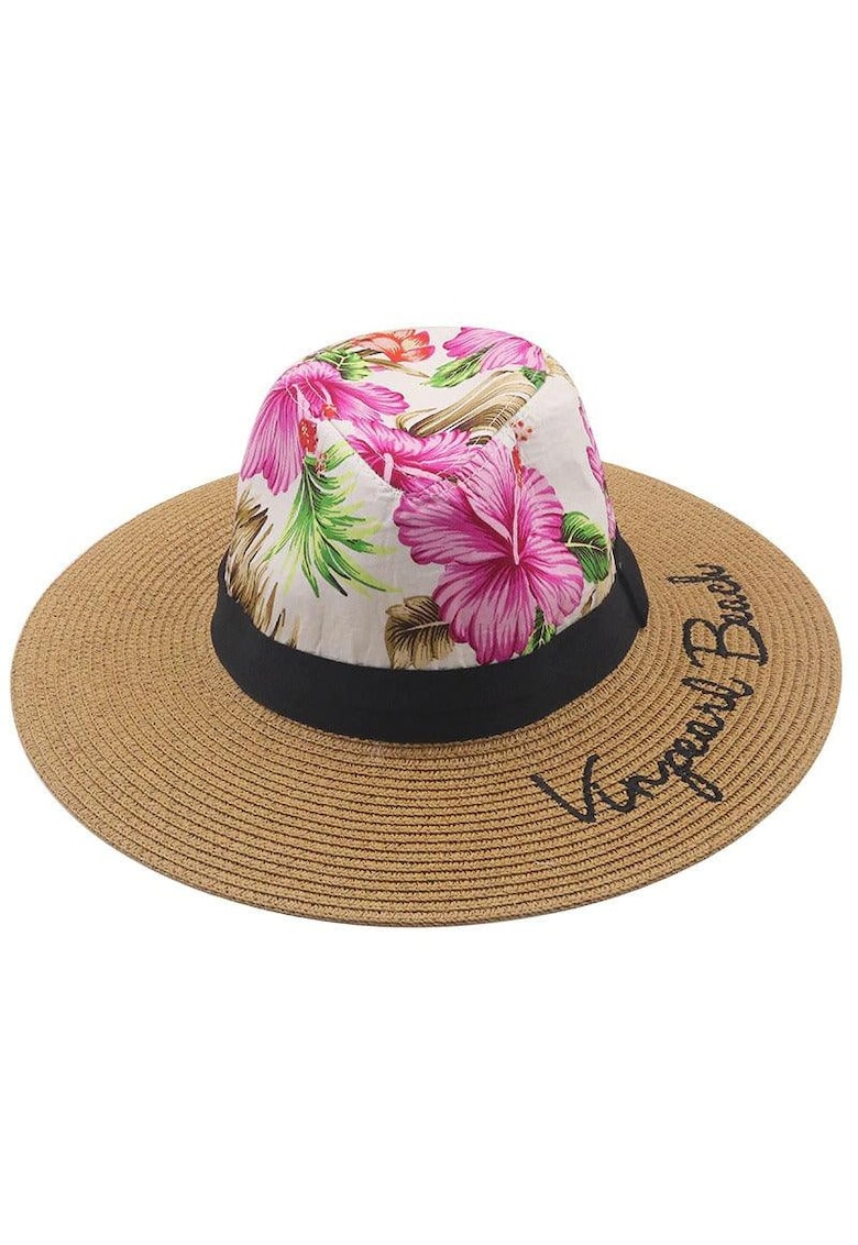 Palarie dama - maro - de vara - cu imprimeu floral - Thelia -