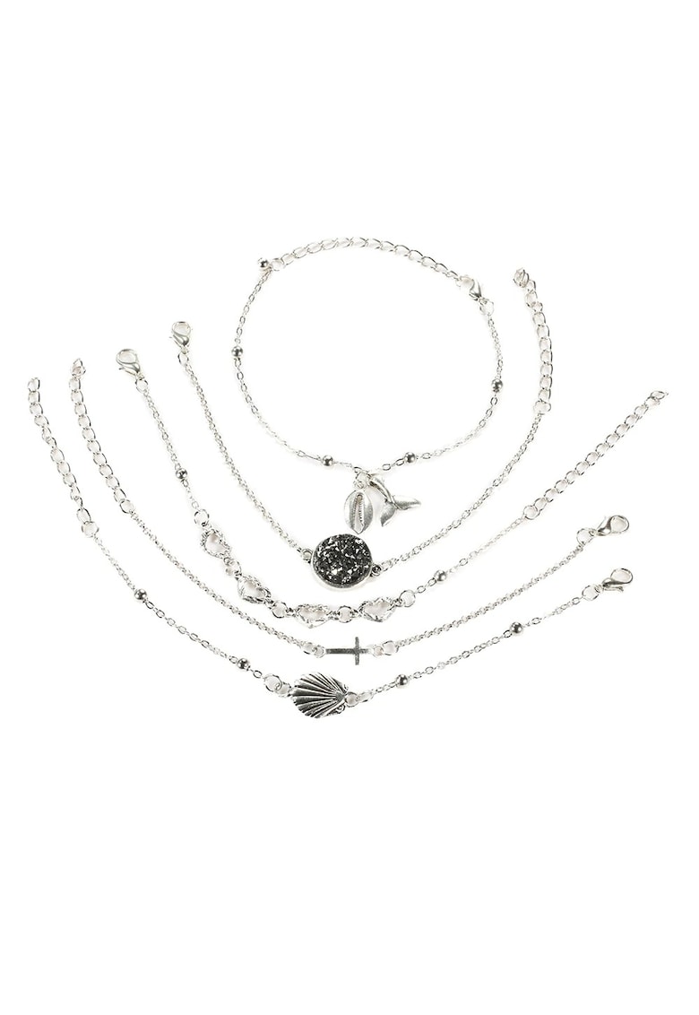 Set 5 bratari argintii - cu scoici metalice - Tracy C1 -