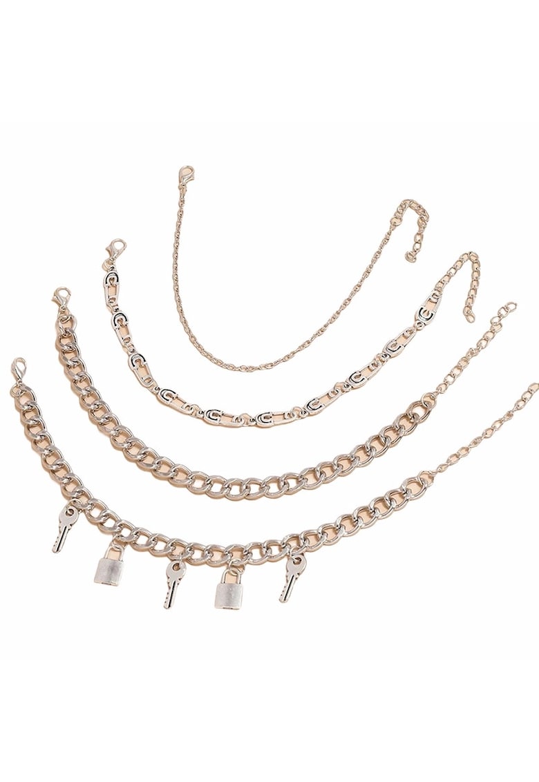 Set 4 bratari argintii - de picior - Torine C1 -