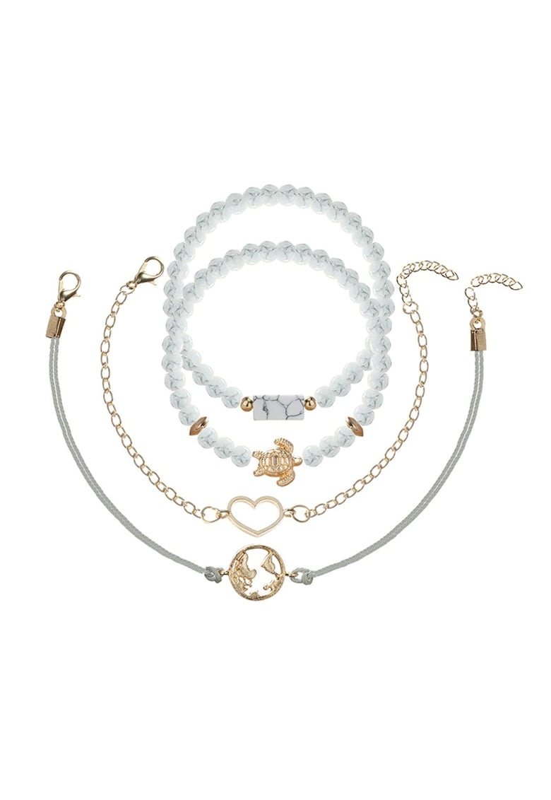 Set 4 bratari aurii - cu margelute gri - Trish C2 -