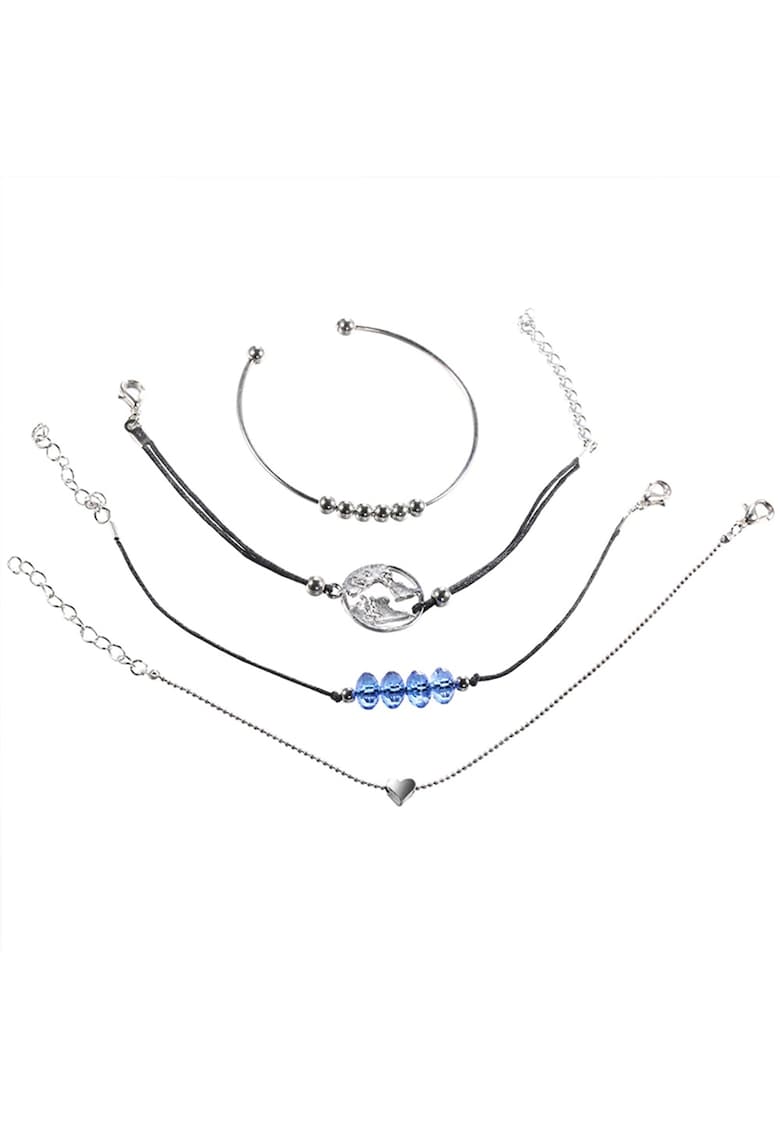 Set 4 bratari argintii - cu glob pamantesc - Trudie C2 -