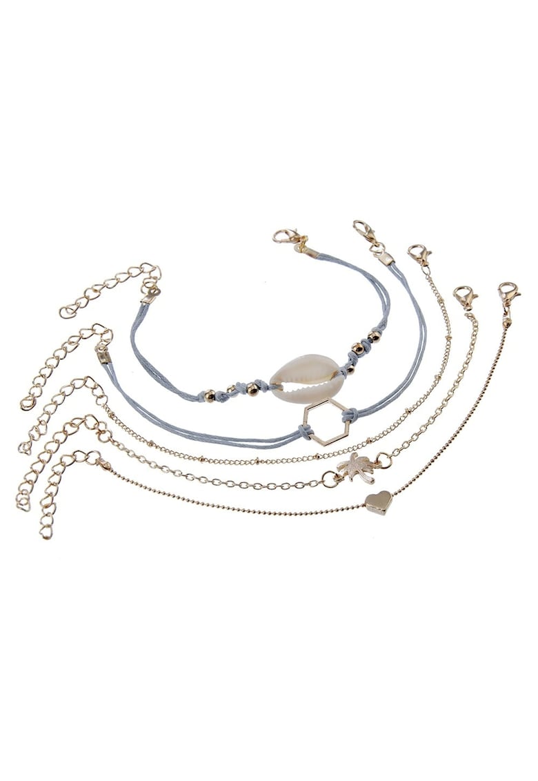 Set 5 bratari aurii - cu palmier si scoica - Jela C6 -