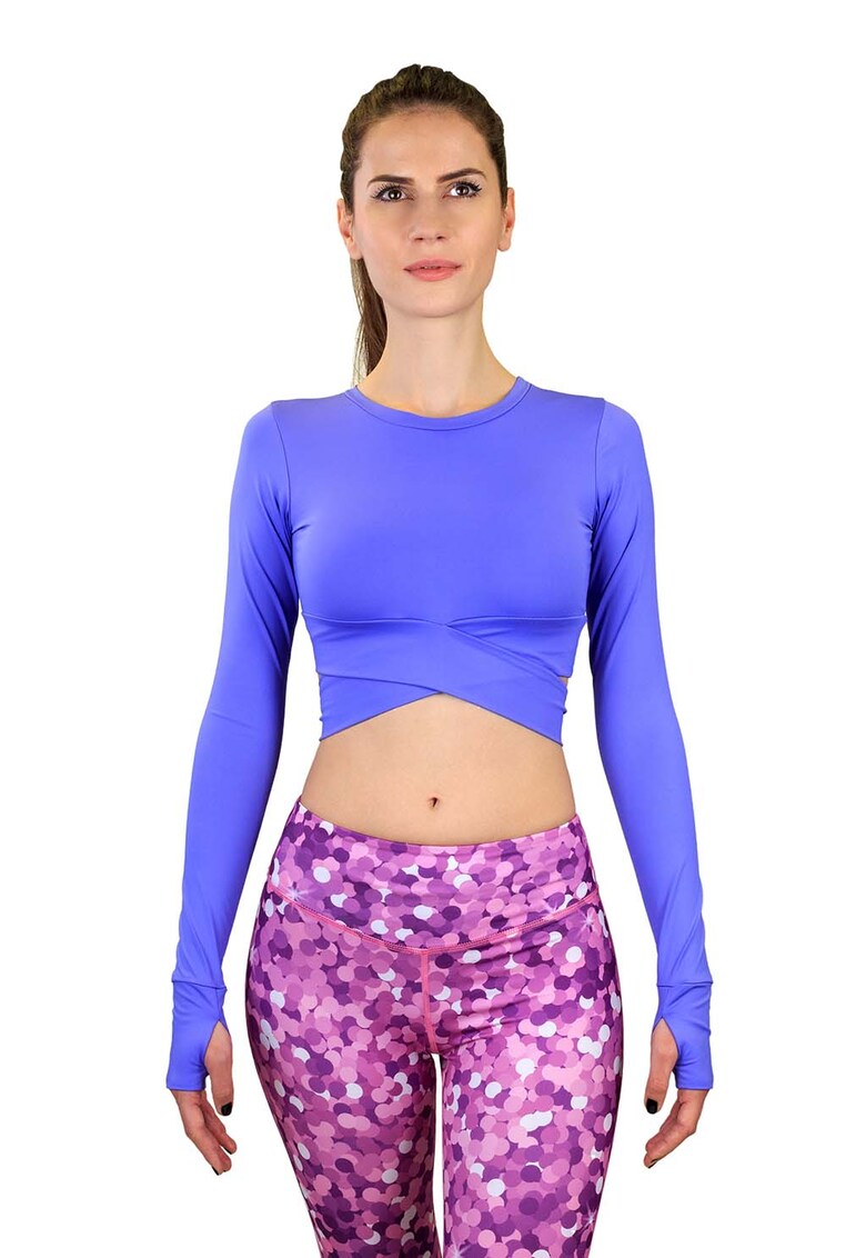 Bluza crop cu fente pentru degetul mare – pentru yoga fashiondays imagine noua