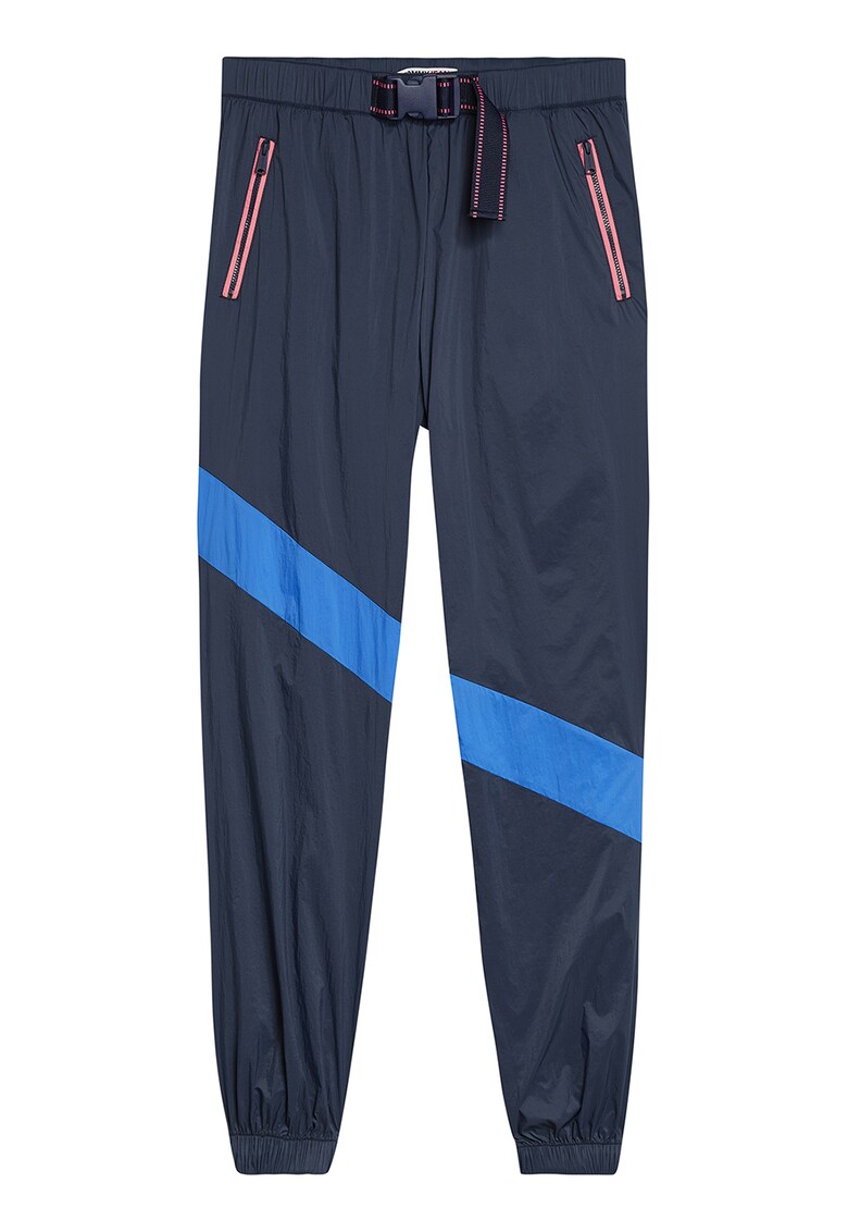 Pantaloni sport relaxed fit cu catarama in talie