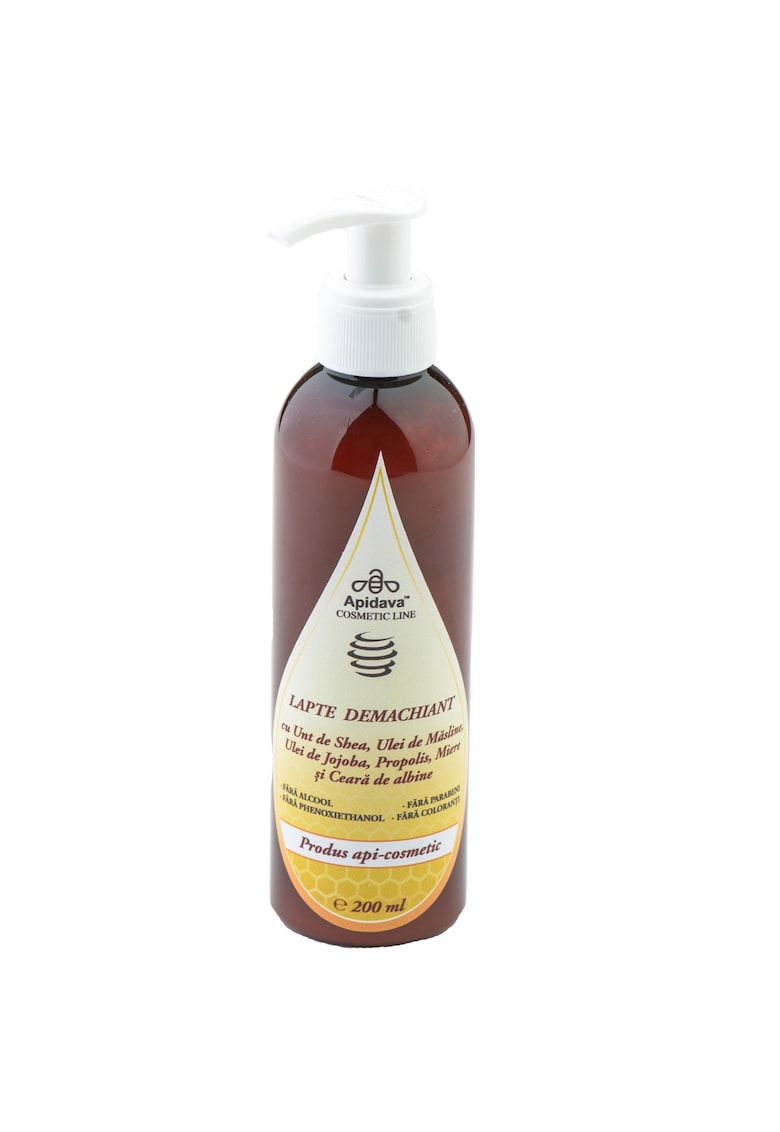 Lapte demachiant Apidava cu unt de Shea - uleiuri vegetale - miere si ceara de albine - 200 ml