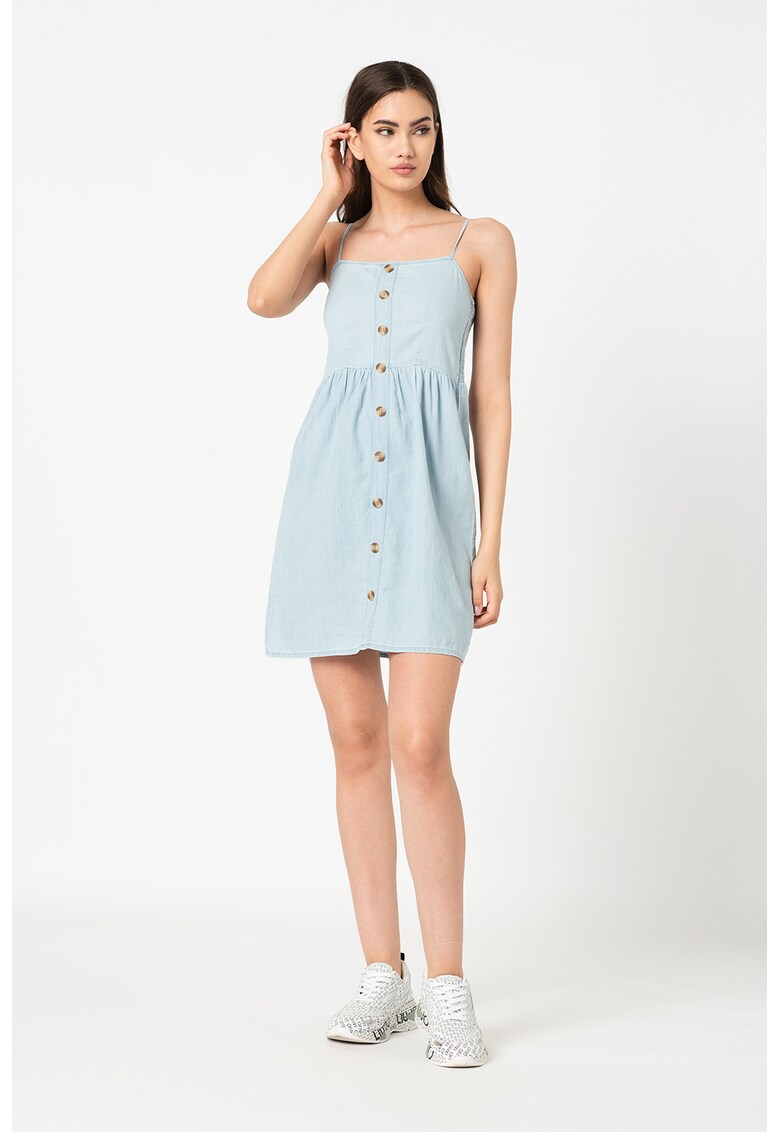 Rochie de denim cu nasturi decorativi Shea