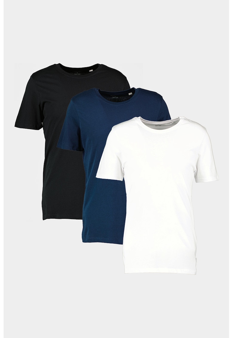 Jack&Jones - Set de tricouri din bumbac organic cu decolteu la baz gatului - 3 piese