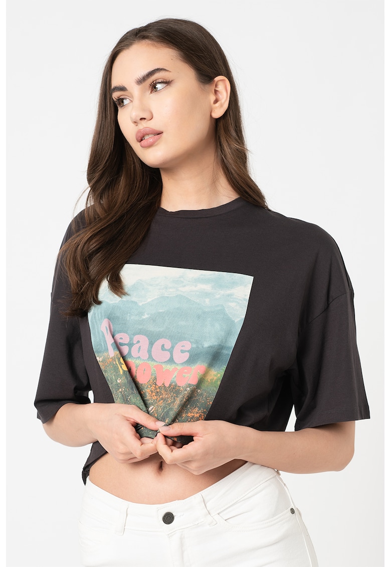 Tricou de bumbac organic cu imprimeu grafic Melanie fashiondays.ro imagine noua