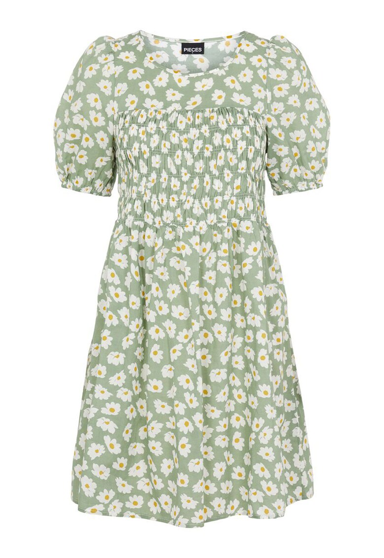 Rochie cu imprimeu floral si talie cu snur