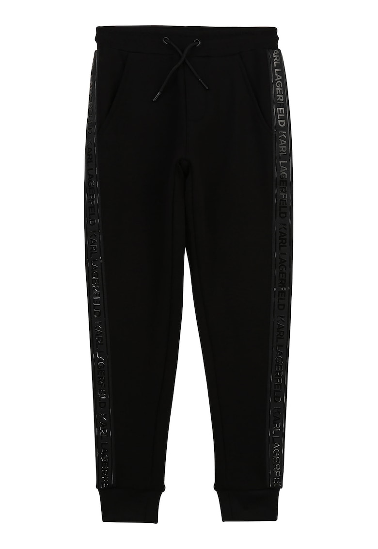 Pantaloni sport de bumbac cu banda logo laterala