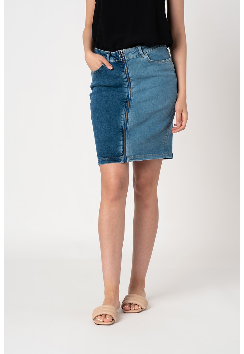 Fusta mini in doua nuante - din denim Lucky