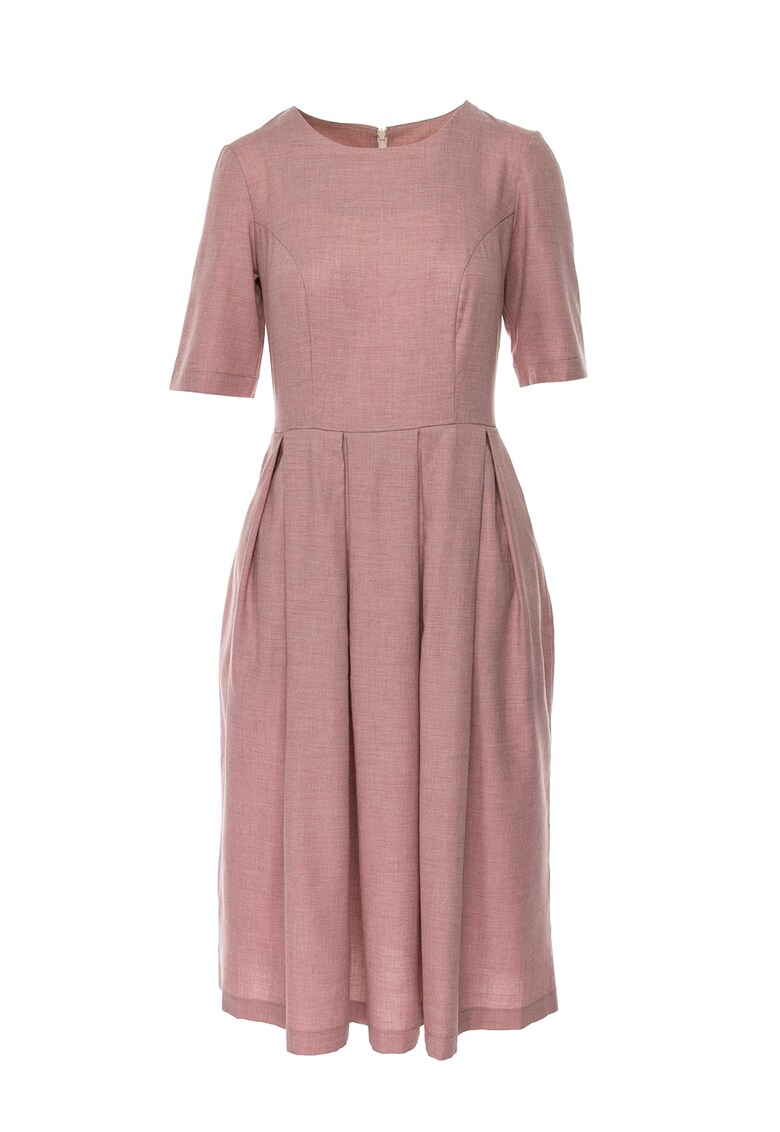 Rochie midi de lana cu pliuri inversate