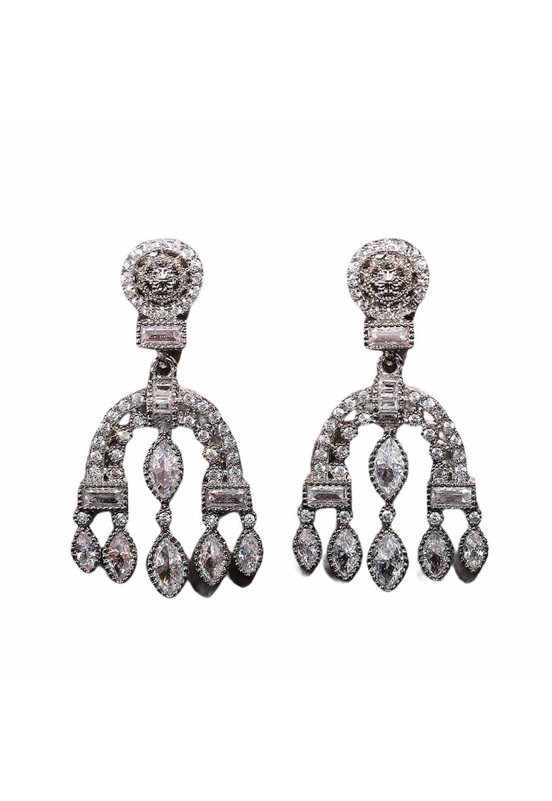 Cercei argintii - forma de candelabru - cu pietre din zirconiu - Toiny C5 -