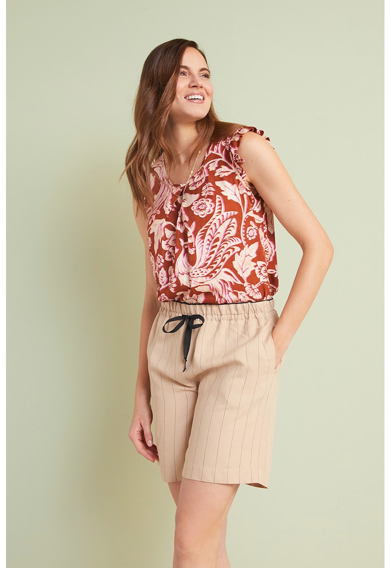 Bluza cu model floral si insertii cu volane fashiondays.ro imagine noua