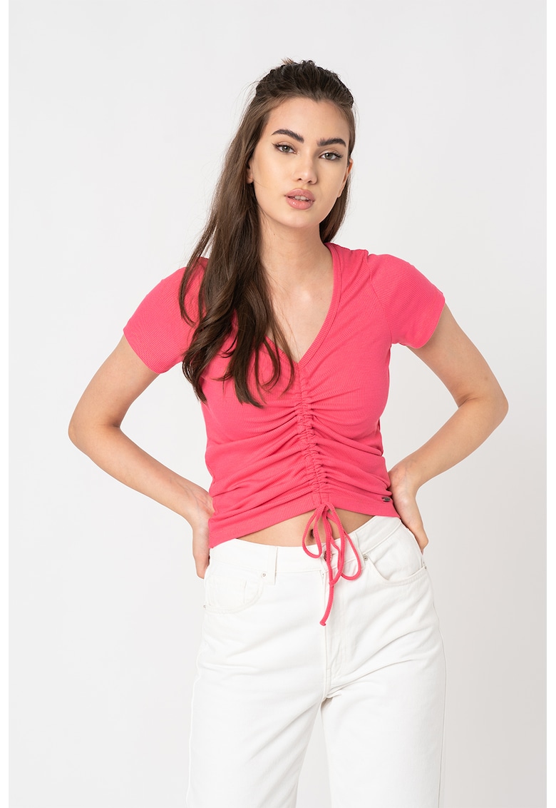 Tricou cu fronseuri pe partea din fata Freja