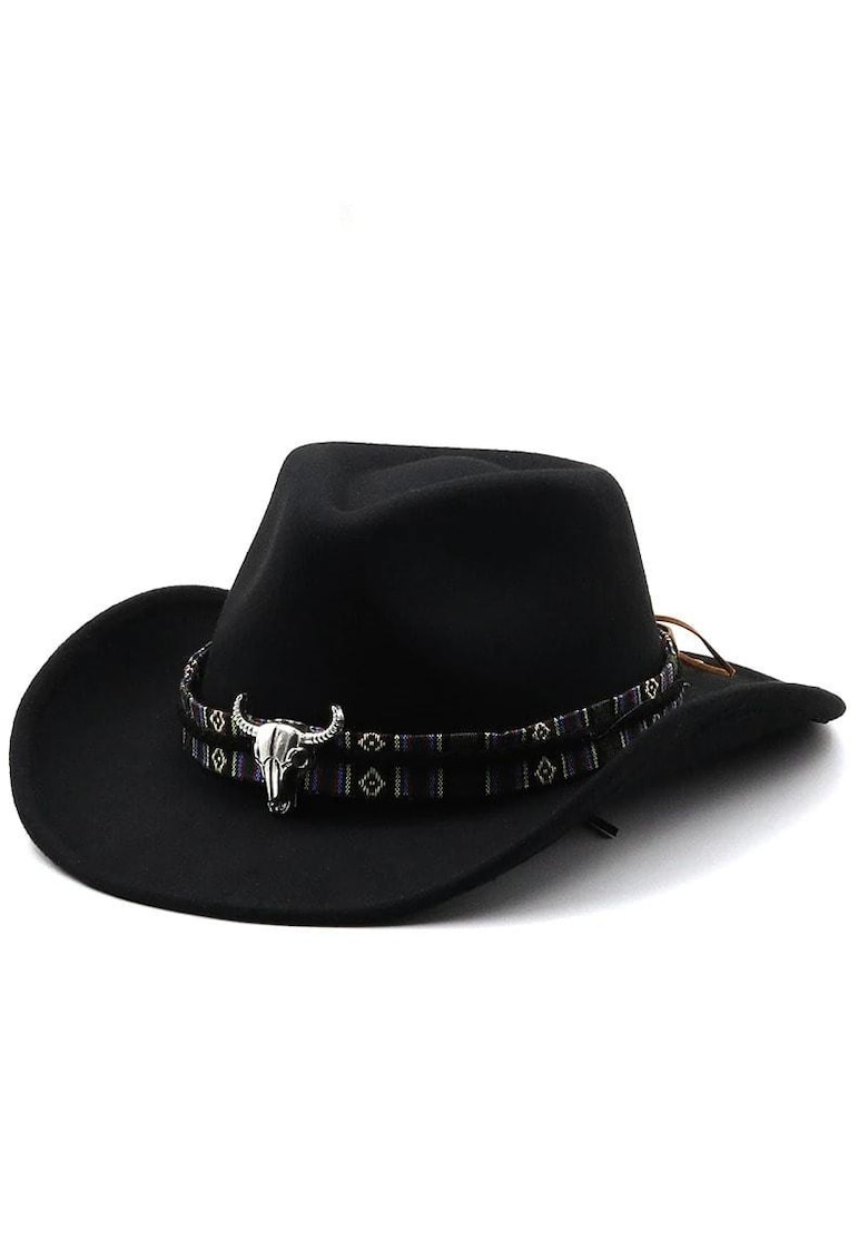 Palarie dama - neagra - stil cowboy - Valerie - marime universala -