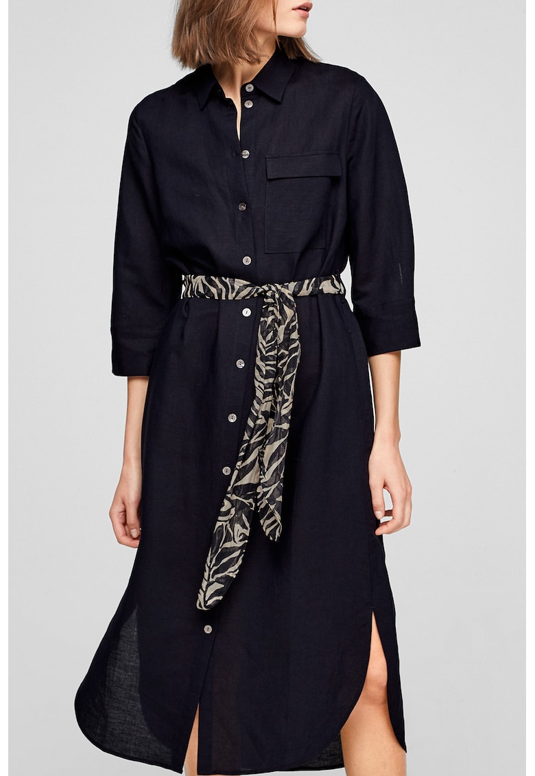 Rochie midi tip camasa din amestec de in