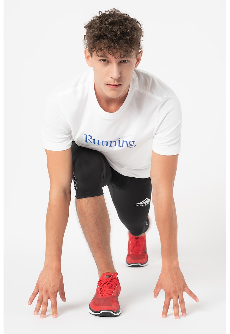 Tricou cu imprimeu si tehnologie Dri-FIT pentru alergare - Alb/Albastru