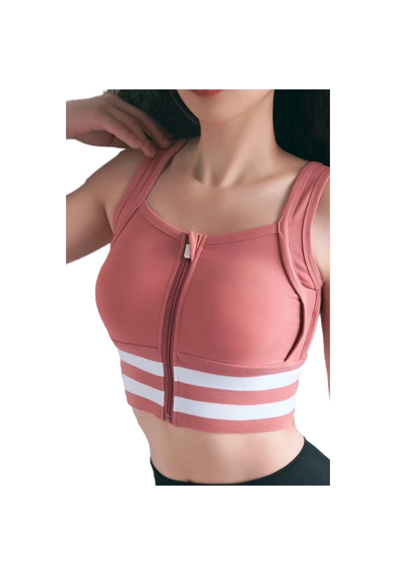 Vesta fitness dama din spandex - efect de sauna - cu fermoar - EFAYN RO - Roz