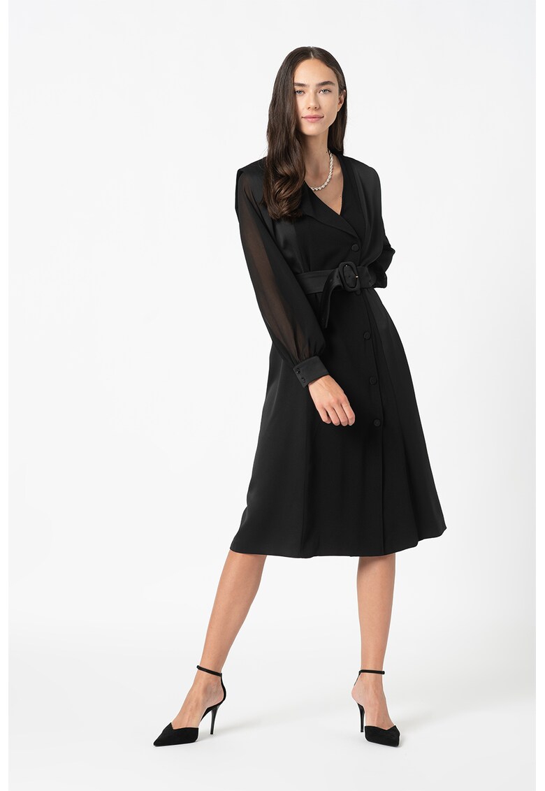 Rochie midi cu insertii din satin Fabbro
