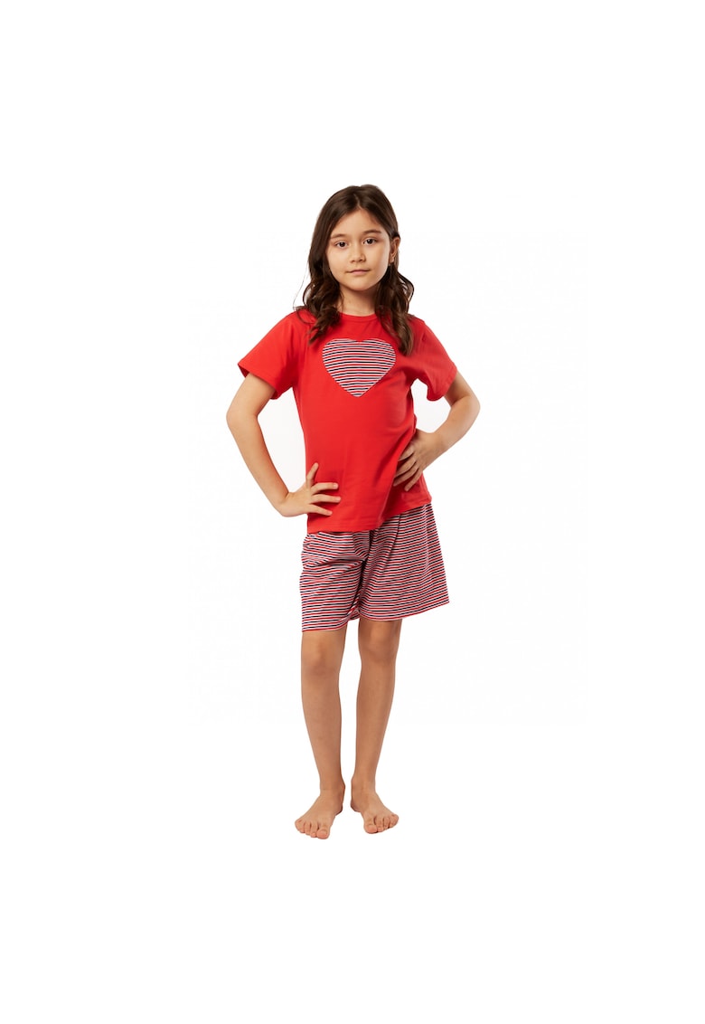 Pijama pentru fetite - PCV04 - Multicolor - Rosu/Bleumarin