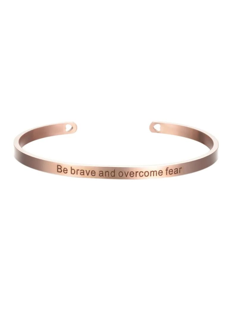 Bratara rose gold - ajustabila - gravata Be brave and overcome fear P6 -