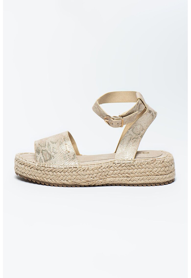 Sandale tip espadrile de piele ecologica cu model piele de sarpe