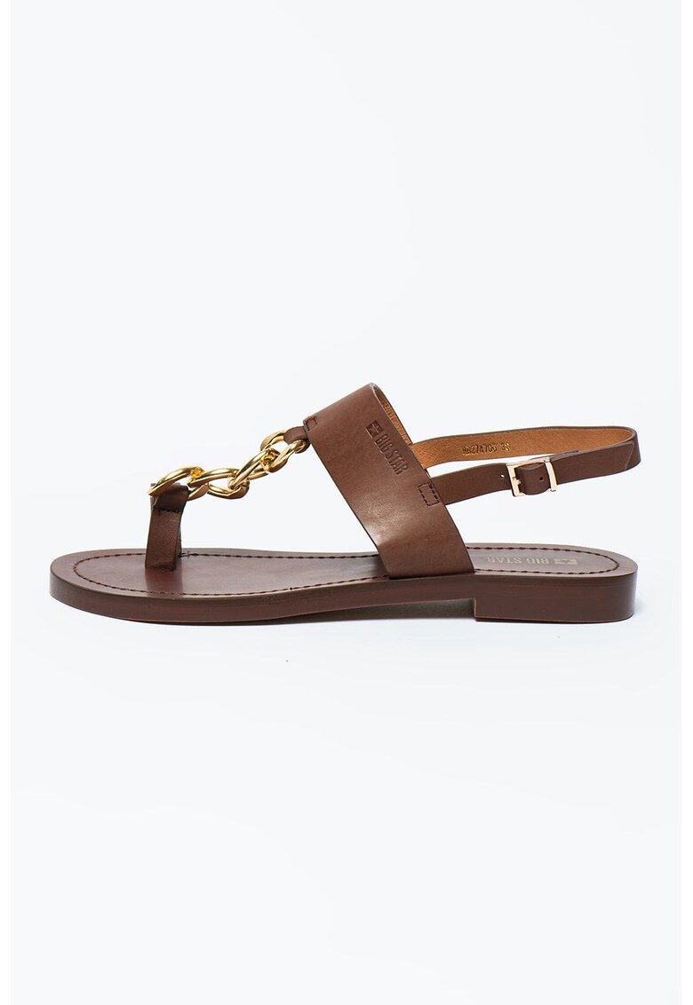 Sandale de piele cu bareta pe deget