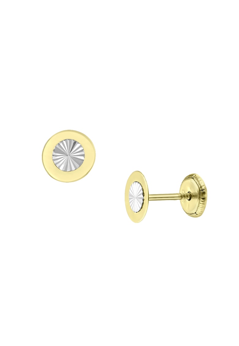 Cercei pentru copii - aur alb si galben 18KT - inchidere cu protectie
